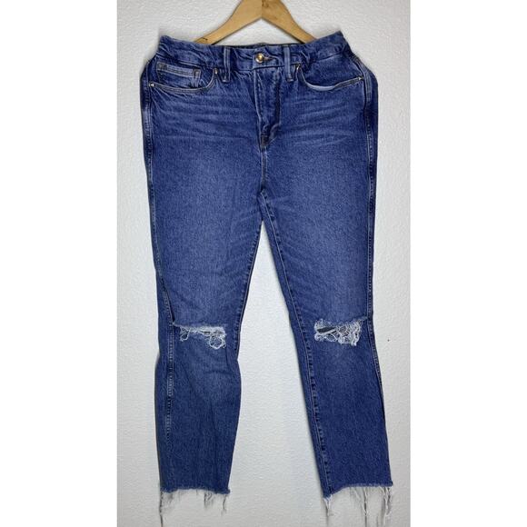 Good American Denim - Good American GCSREFW386 Good Curve Straight Raw Hem 28" Inseam Blue Size 4 / 27